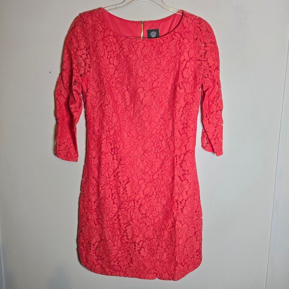 Vince Camuto Red Floral Lace Dress Size 6
